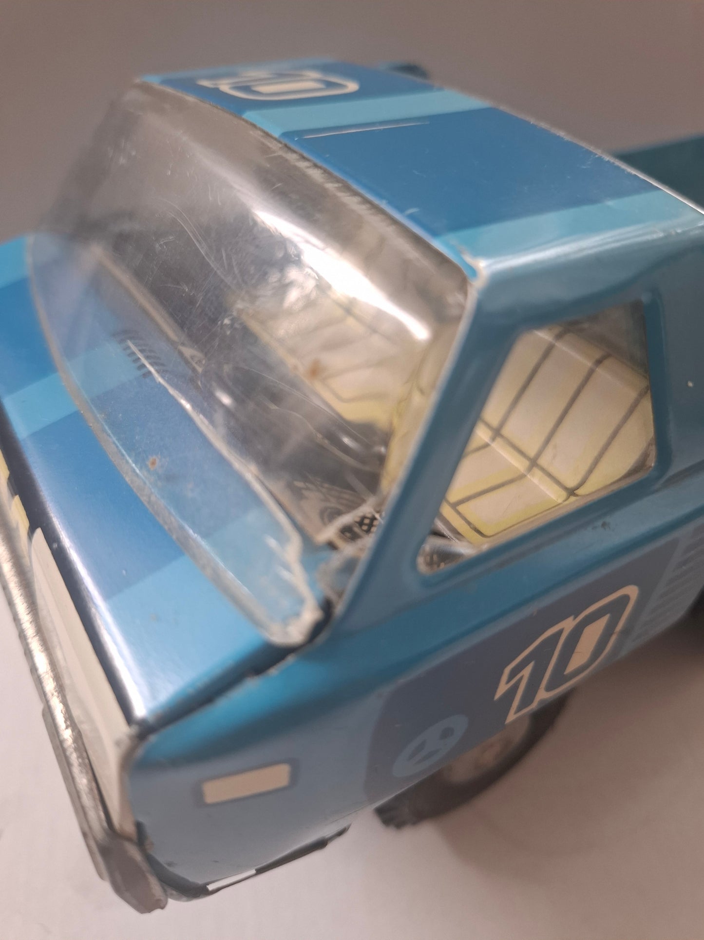 Vintage Big Children's Blue Metal Tin Toy Green Dump truck Ural USSR Nr.10