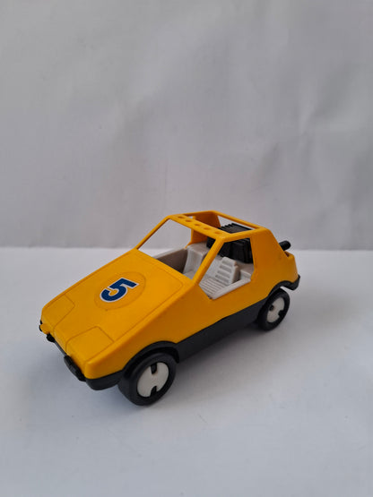 Vintage Bulgarian Plastic Yellow Car #5 Buggy Toy USSR