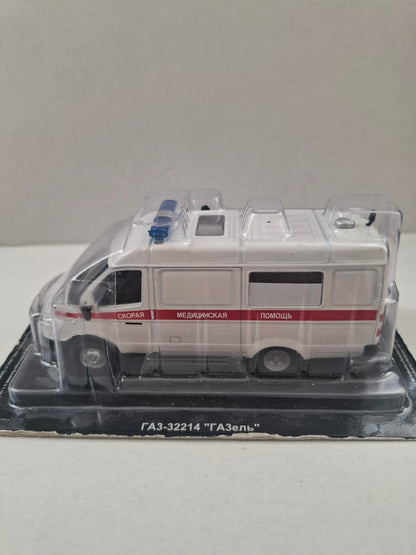 GAZ-32214 Gazelle Ambulance 1:43 Die-Cast Model – DeAgostini Russian Service Vehicles – New in Blister Pack