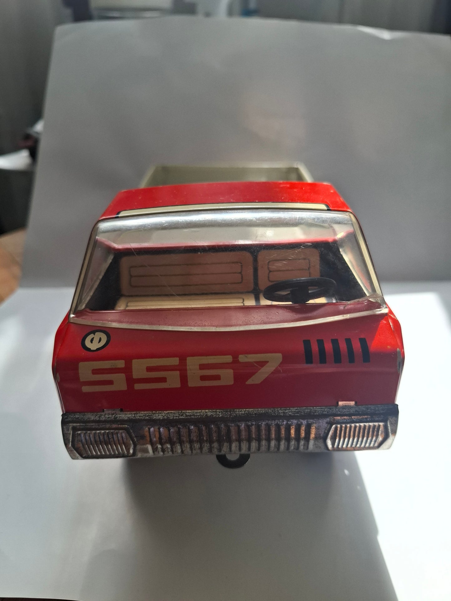 Vintage Soviet Tin Truck USSR big dump two-axle truck Ural-5567 "Sovtransavto" tin toy truck vehicle red old antique