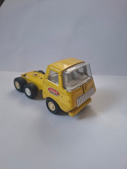 Vintage 1970's Yellow Tiny Tonka Toy Pressed Steel Semi Tractor Truck Cab - made in Canada