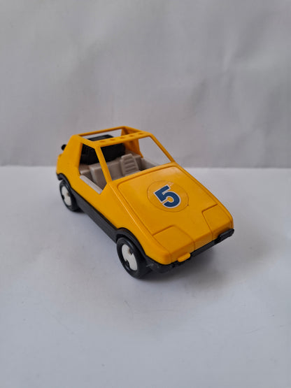 Vintage Bulgarian Plastic Yellow Car #5 Buggy Toy USSR
