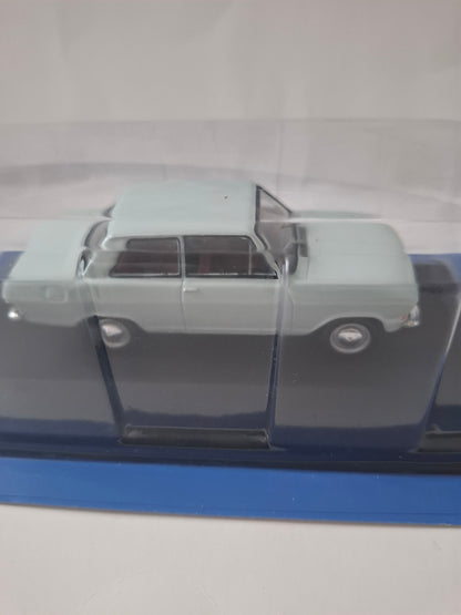 Opel Kadett B 1965 – Hachette 1:43 Die-Cast Model, Blue with Red Interior – Original Plastic Cas