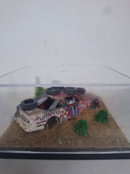 Handmade 1:43 Scale Diorama: Derrike Cope's 1990 Daytona 500 Winner | #10 Purolator Chevy Lumina Diecast Model in Acrylic Display Case