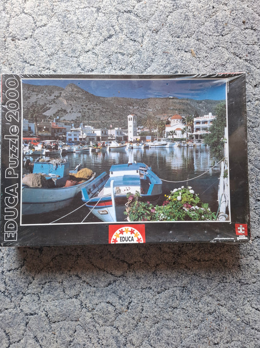 Educa 2000-Piece Jigsaw Puzzle – Crete Harbor Greece – New Sealed (2005)