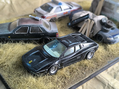 Handmade 1:43 Scale Scrap Yard Diorama – Weathered Car Display, Perfect Gift or DIY Project