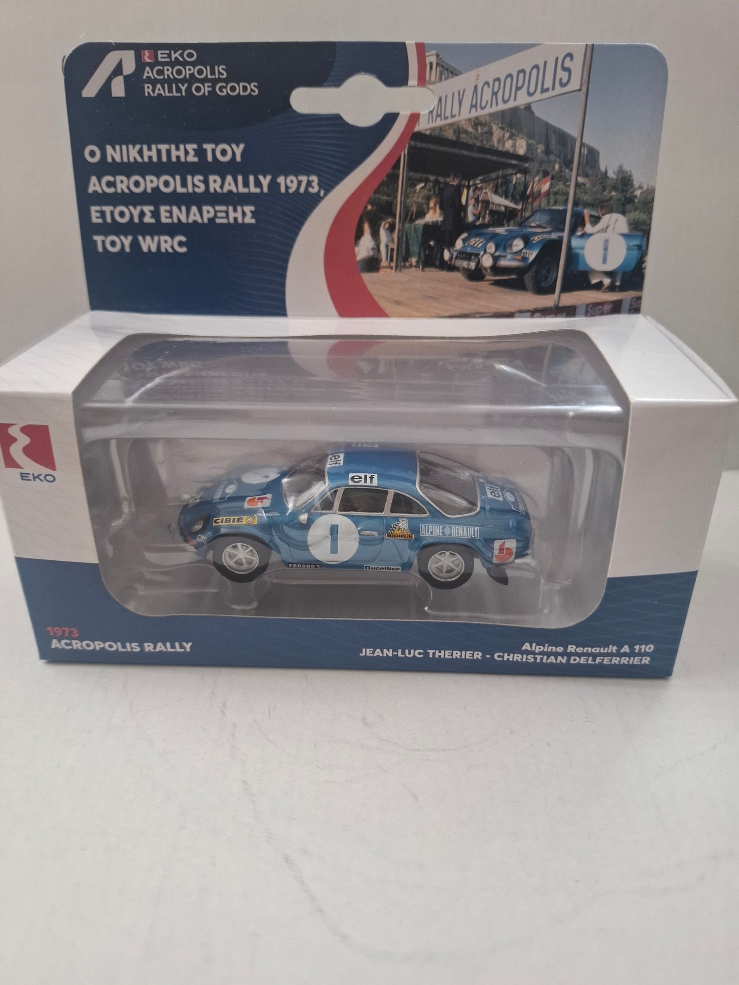 1:43 Scale Model – 1973 Acropolis Rally Alpine Renault A110 – Jean-Luc Thérier / Christian Delferrier