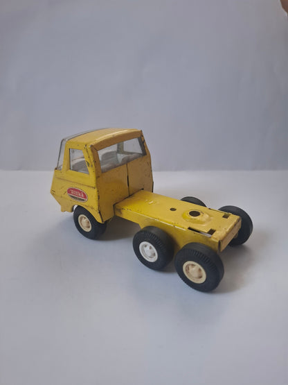 Vintage 1970's Yellow Tiny Tonka Toy Pressed Steel Semi Tractor Truck Cab - made in Canada