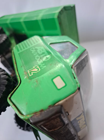 Vintage Big Children's Metal Tin Toy Green Dump truck Ural USSR Nr.12