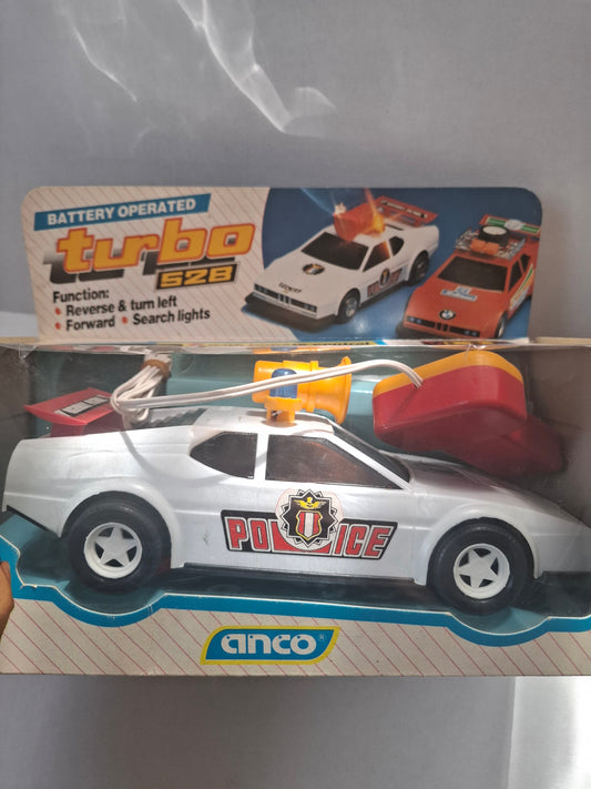 Vintage Turbo 528 Battery Operated Remote Control Police Car – Anco – In Original Box (Untested