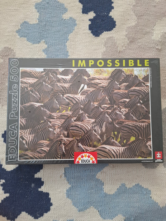 Educa 500-Piece Jigsaw Puzzle – Herd of Zebras – Impossible Series – New Sealed (2009)