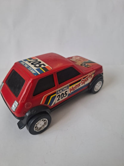 Vintage Renault 5 Rally Car Plastic Model – Red – Race #205