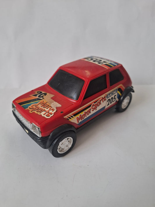 Vintage Renault 5 Rally Car Plastic Model – Red – Race #205