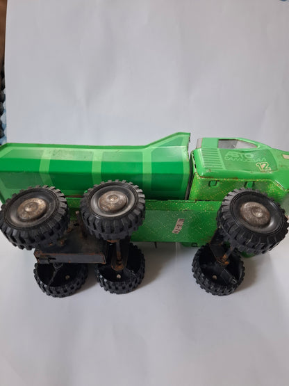 Vintage Big Children's Metal Tin Toy Green Dump truck Ural USSR Nr.12