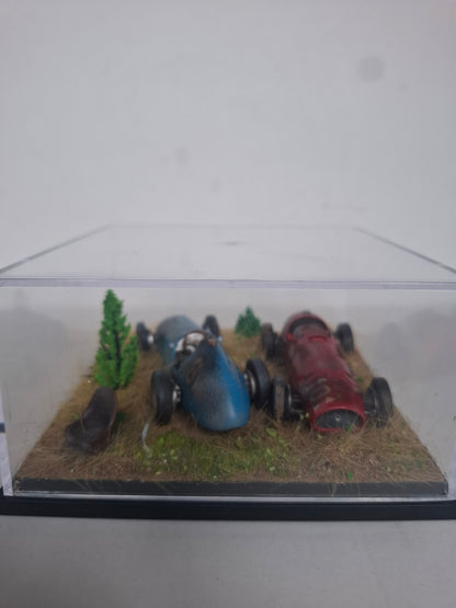 Handmade 1:43 Scale Ferrari F1 500 F2 Diorama Display, Vintage Model Car Scene, Unique Gift for Car Enthusiast, Man Cave Decor