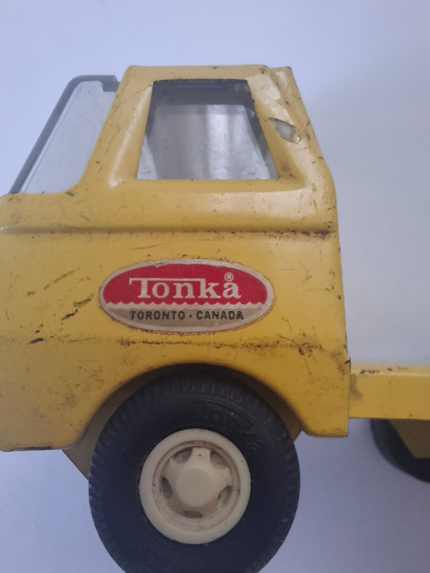 Vintage 1970's Yellow Tiny Tonka Toy Pressed Steel Semi Tractor Truck Cab - made in Canada